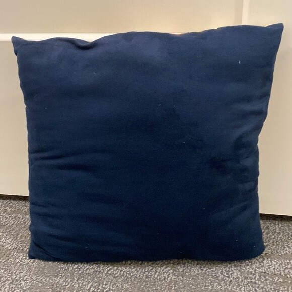 Moroccan BoHo vibe 15 in.² pillow woven pattern front solid dark blue in back - Picture 3 of 6